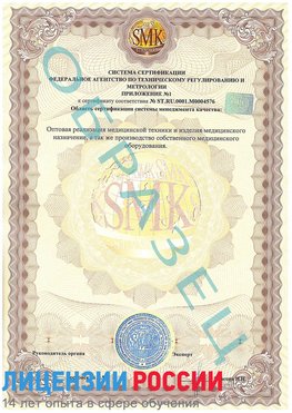 Образец сертификата соответствия (приложение) Фрязино Сертификат ISO 13485